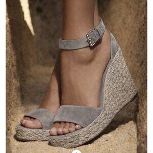 🔥Stuart Weitzman🔥Soho Jute Espadrille Wedges Suede Sz5  Price Firm!